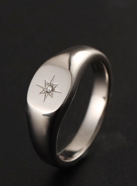 北极星印章戒指徽章尾戒男金色银