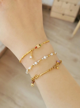 小红书新款胡萝卜手链兔碎银色贝