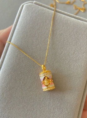 珐琅彩四尊佛吊坠项链女精美时尚