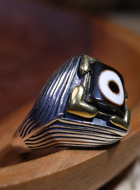 藏传天珠西藏天珠断珠改制镶嵌戒