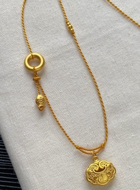 小红书同款黄金色复古古法如意平