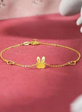新款镂空爱心兔子手链金色可爱甜