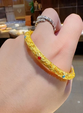 黄金色宫廷古法复古仿珐琅手镯精