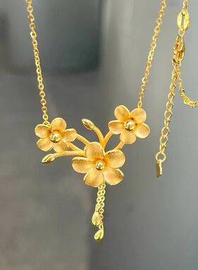 黄金色丁香花项链花朵套链女新款