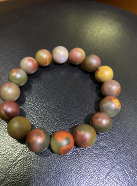 天然盐源玛瑙手链黄皮包浆大规格单圈手串文玩男女款饰品