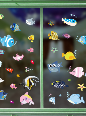 小图案幼儿园厕所装饰瓷砖贴画