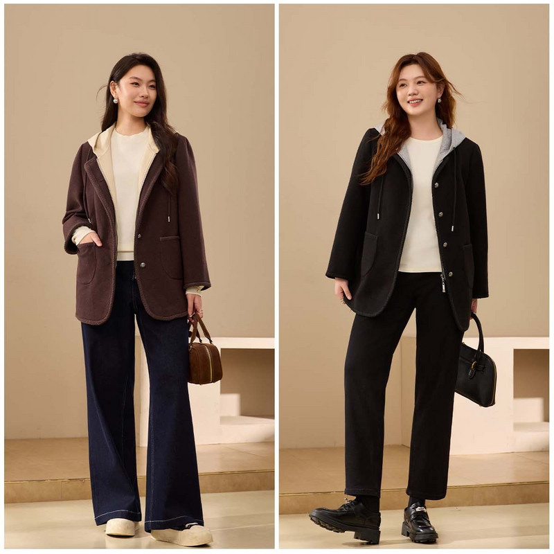 【设计感个性外套】纤莉秀大码女装可拆卸帽子开衫胖mm2025冬新款,淘宝优惠券,粉丝福利购,淘宝优惠卷