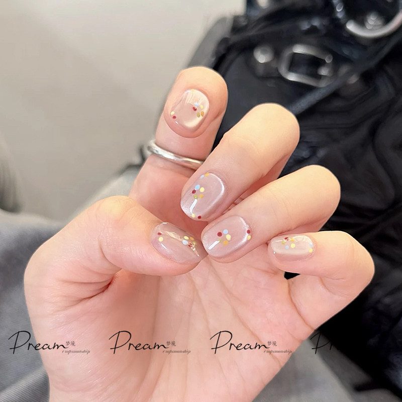 DREAM 纯手工美甲穿戴甲五色梦境短款猫眼高级感可爱显白指甲贴片,淘宝优惠券,粉丝福利购,淘宝优惠卷