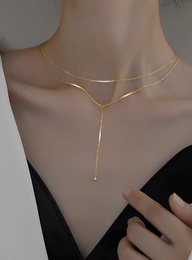 925银十字链女层次女士锁骨项链