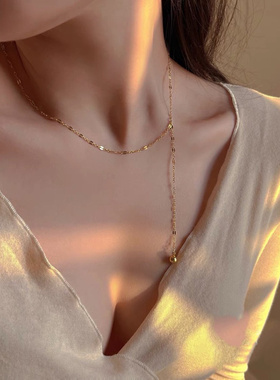 14K包金性感项链锁骨链毛衣链女