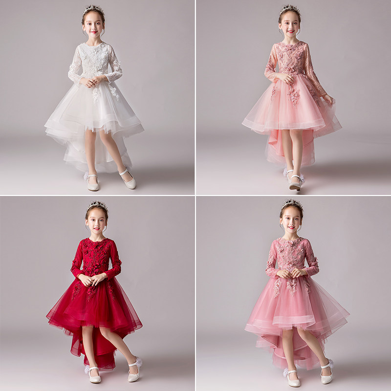 儿童礼服公主裙女童生日小女孩花童婚纱主持人钢琴演出服长袖秋冬,淘宝优惠券,粉丝福利购,淘宝优惠卷