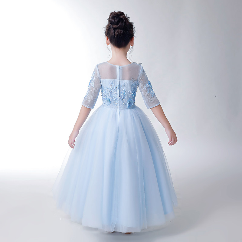 儿童礼服蓝色公主裙女童生日走秀小女孩花童婚纱主持人钢琴演出服,淘宝优惠券,粉丝福利购,淘宝优惠卷