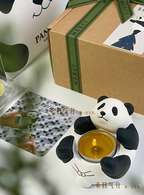 合作共赢大熊猫烛台送老外礼物