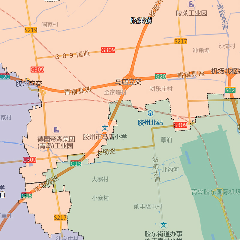 胶州区地图1.1米新山东省青岛市交通路线行政区域划分街道贴图 - 图1