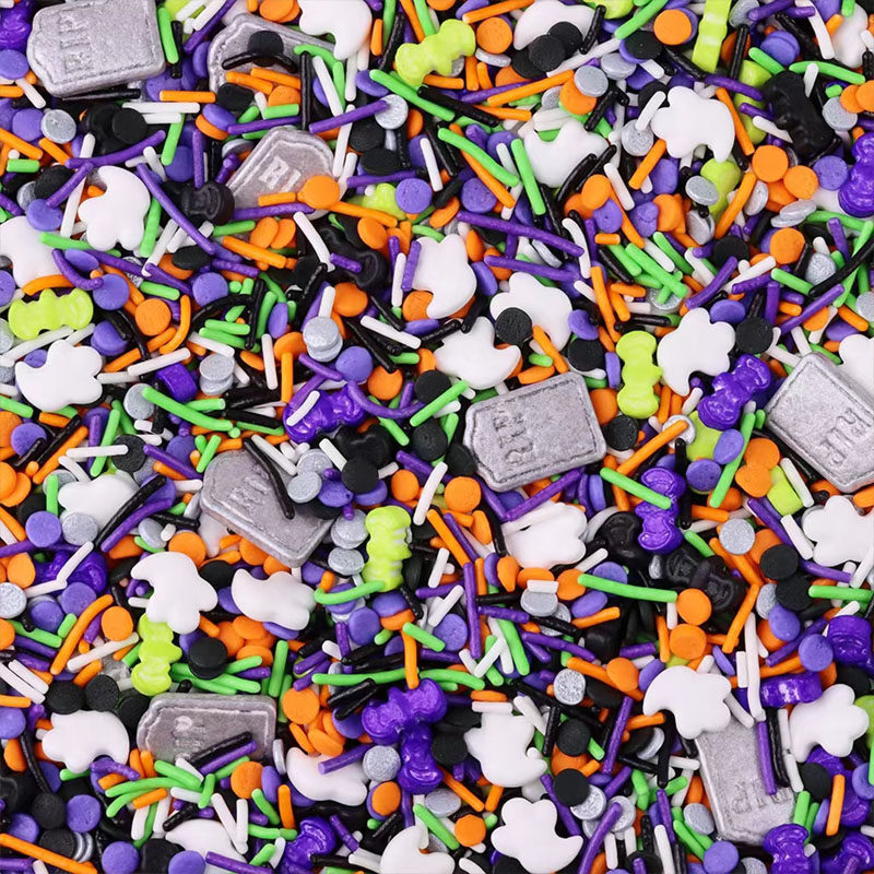 万圣节卡通小眼睛装饰糖珠摆件魔法帽南瓜血骨头眼珠纸杯蛋糕糖果