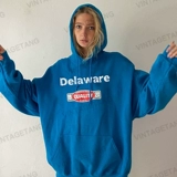 Tide, ретро синяя осенняя тонкая толстовка с капюшоном, в американском стиле