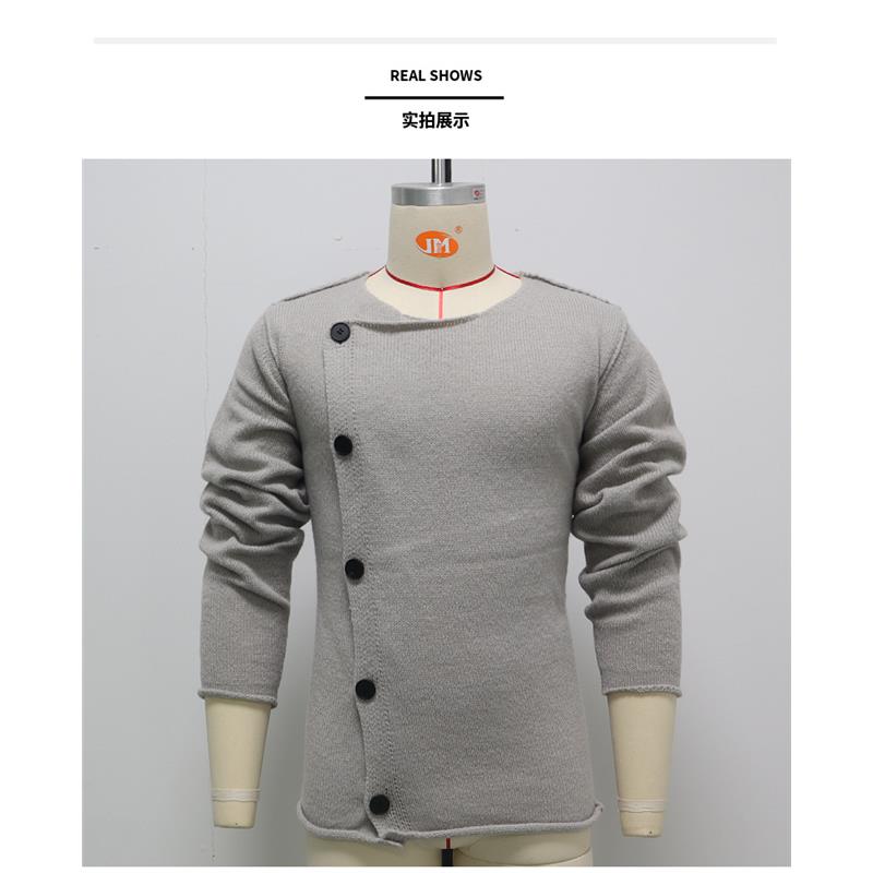 Men Sweater Irregular Buttoned Design Sweater Cardigan 毛衫 - 图3