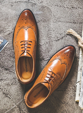 Retro Men's formal leather brogue shoes 布洛克男士正装皮鞋