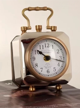 印度进口贴牛骨几何创意时钟摆件样板间售楼处高端少众时钟装饰品