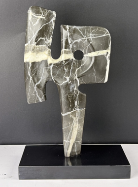 现代简约天然大理石创意雕塑摆件样板间售楼处小众石材几何小雕塑