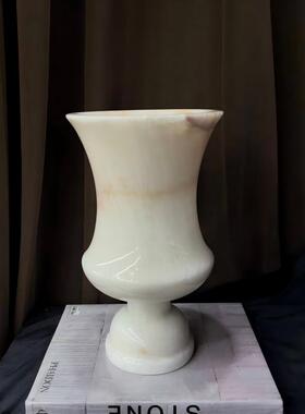 中古风复古风天然玉石高端创意花器摆设样板间售楼处少众花瓶摆件