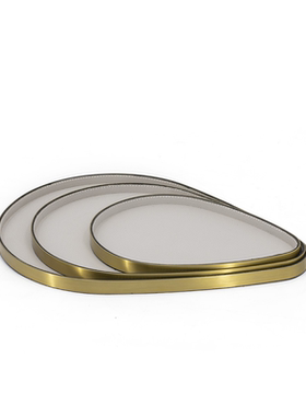 不锈钢皮革现代轻奢客厅托盘