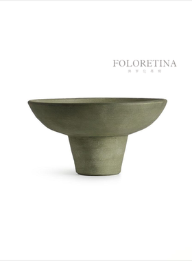 意式极简复古风莫兰迪陶瓷创意果盘样板间民宿茶几几何陶艺装饰摆