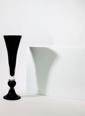 中古风手工艺术玻璃花瓣几何异形创意花器复古风样板间客厅花瓶