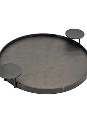 不锈钢+皮革现代简约客厅托盘