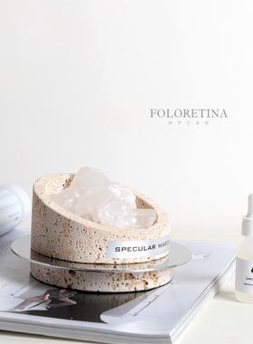 现代轻奢简约天然洞石无火精油香薰装饰品样板间床头柜扩香器摆件