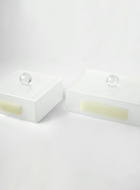 中古风复古风天然大理石几何创意首饰盒摆件样板间酒店收纳盒摆设