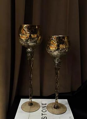 中古风复古风手工玻璃创意杯子摆件样板间老钱风高端花器杯子摆设