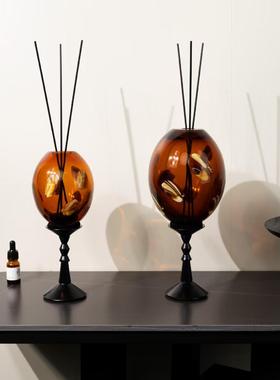 中古风复古风玻璃卫生间高级香薰摆件样板间小众奶油风香薰装饰品