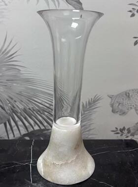 现代简约天然西班牙云石几何创意花器摆设新中式样板间售楼处花瓶