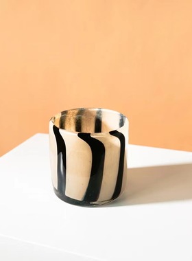 中古风手工艺术玻璃几何创意花器奶油风样板间客厅花瓶装饰品摆设