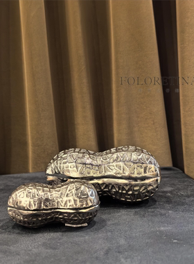 现代轻奢简约纯铜鞋子模型创意摆件样板间茶几桌面进口花生装饰品