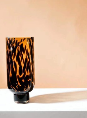 中古风手工艺术玻璃几何创意花器复古风样板间茶几疏离花瓶装饰品