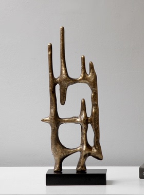 老钱风复古风金属铸造异形抽象小雕塑摆件样板间售楼处装饰品摆设