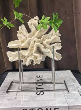 创意客厅白色珊瑚摆件树脂欧美式