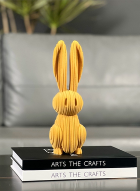 现代轻奢简约树脂植绒电镀兔子猴子摆件样板间儿童房卡通动物摆设