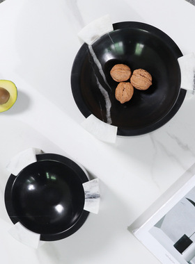 果盘客厅摆件天然大理石