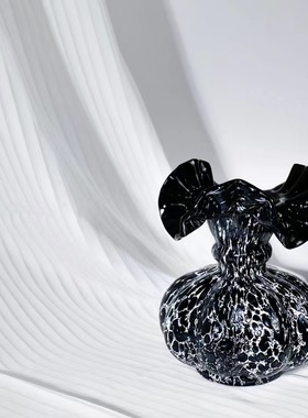 中古风手工艺术玻璃异形花器复古风样板间客厅疏离花瓶装饰品摆件