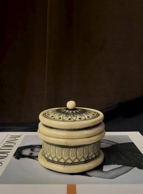 中古风复古风印度进口牛骨创意储物盒装饰品摆设样板间少众收纳盒