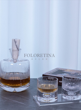 现代轻奢简约大理石玻璃艺术组合酒具一壶两杯样板间水吧台陈设品