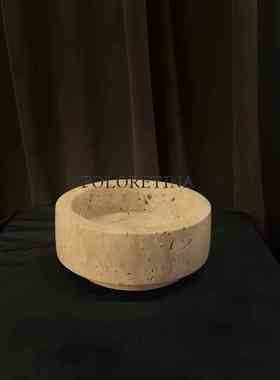 中古风天然黄洞石直筒花瓶