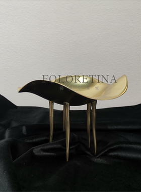 新中式现代轻奢纯铜几何异形创意果盘样板间茶几柜体铜制品摆件