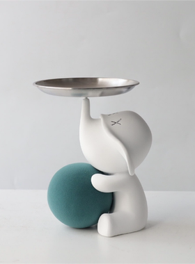 卡通小象戏球入户玄关钥匙收纳盘样板间电视柜儿童房轻奢装饰摆件