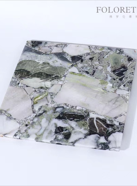 现代轻奢简约天然奢石冷翡翠几何创意托盘摆件样板间餐桌收纳盘