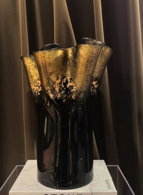 中古风复古风手工创意玻璃异形花器装饰品样板间售楼处高度花瓶