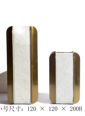 现代轻奢极简意式不锈钢马毛原创花器样板间茶几玄关台面花插摆设